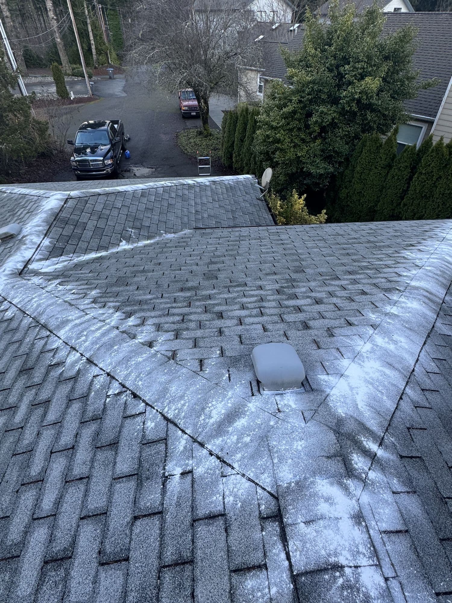 Roof and gutter line viewed from above