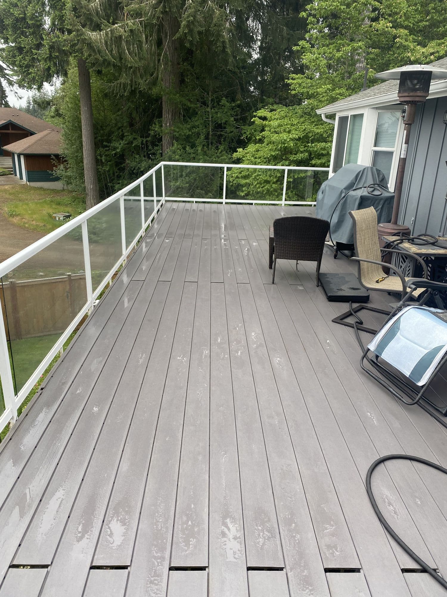 Pressure-washed deck
