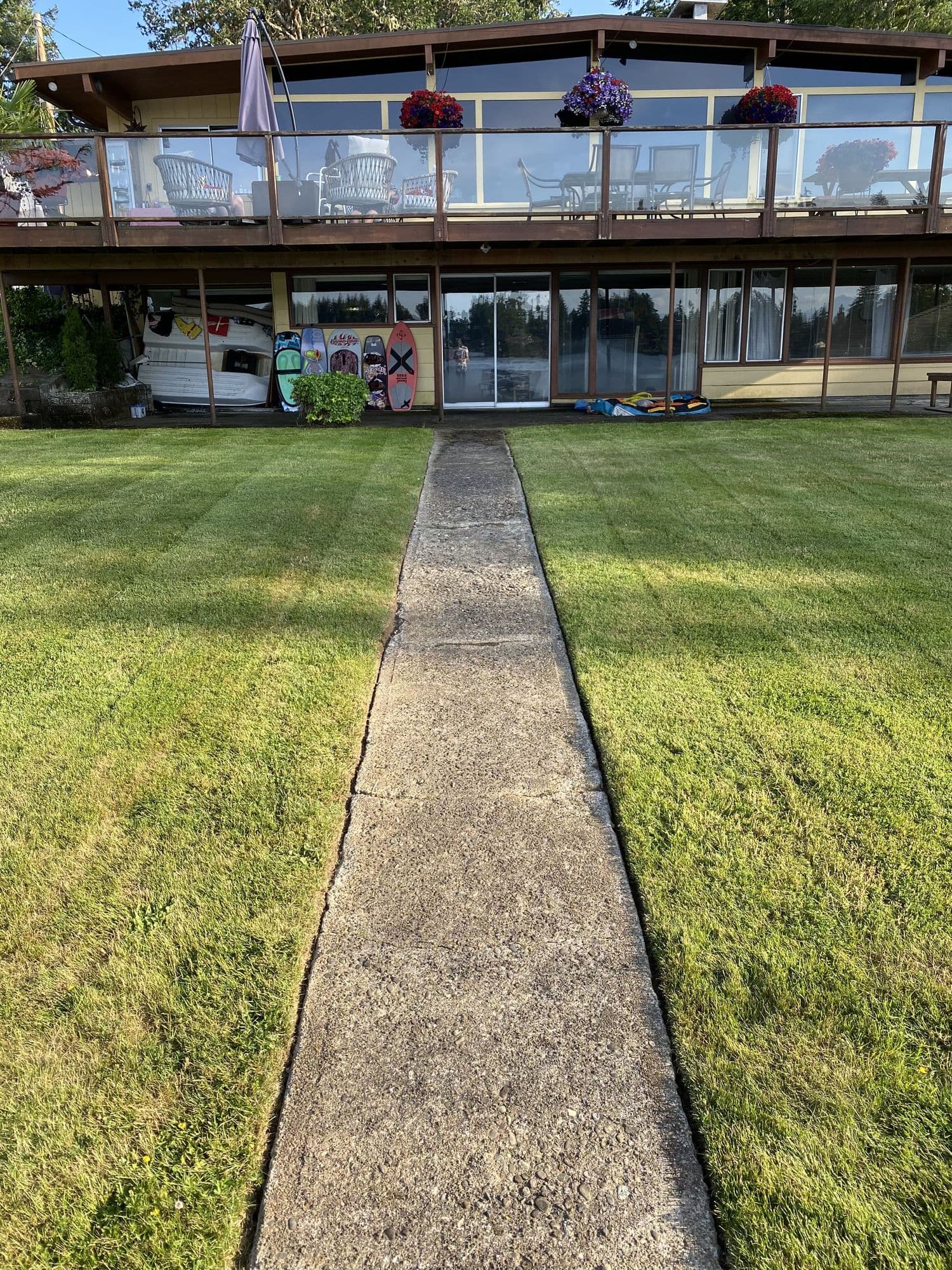 Deck and patio with lawn and walkway
